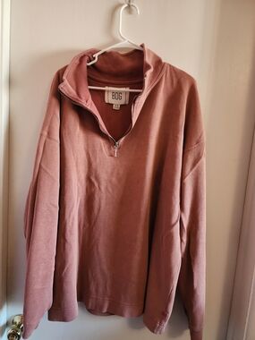 BDG Men's Half-Zip Sweatshirt in Dusty Rose